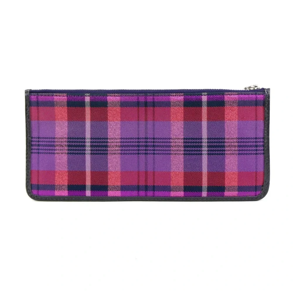 Coach Poppy Purple Plaid Zipper Pouch